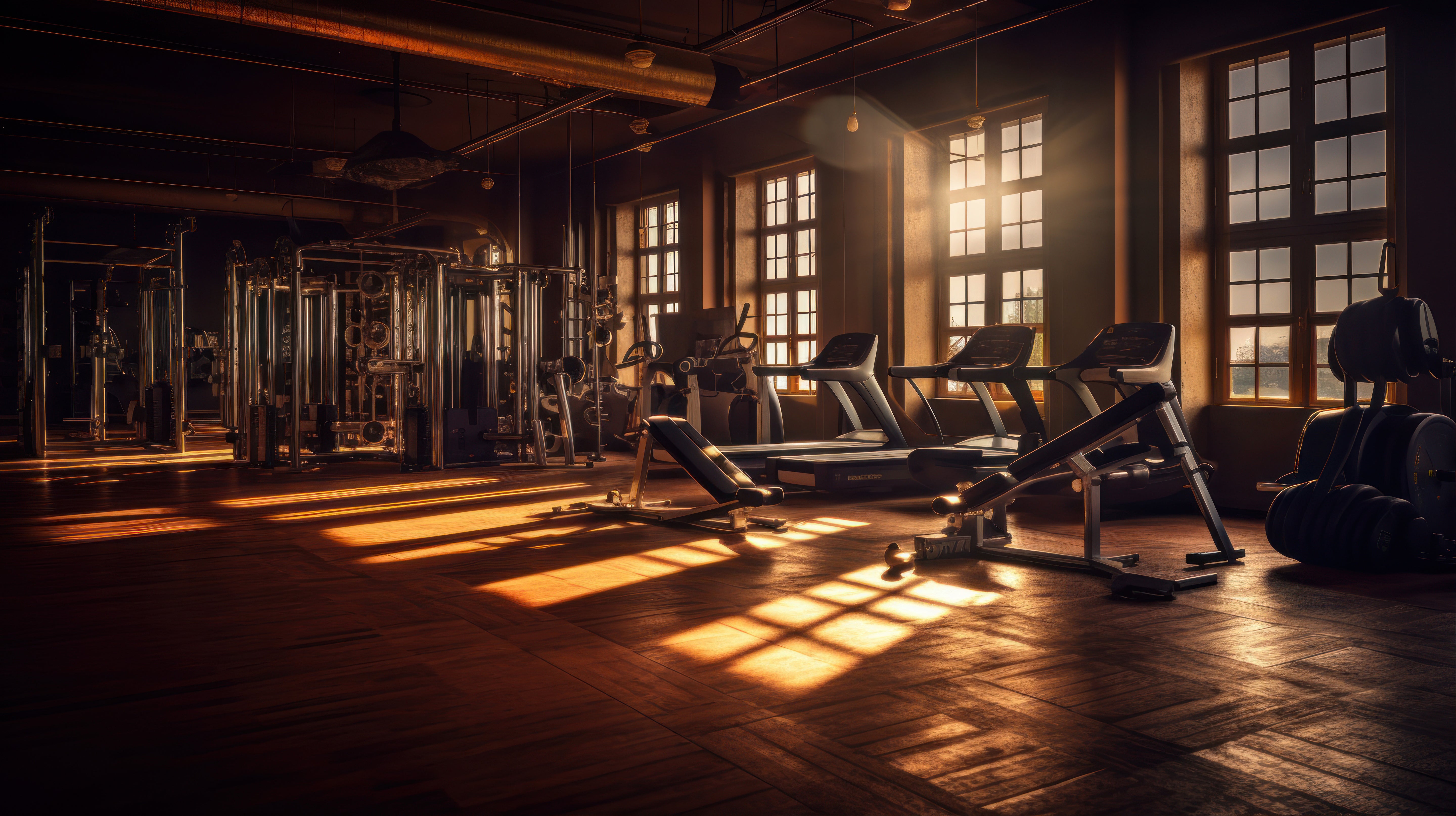 Stylish gym background with exercise equipment